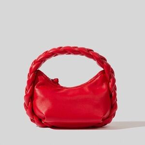 Elegant Red Braided Handle Bag